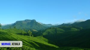 Lush green tea gardens and misty hills in Munnar, Kerala – one of the best places to visit in India during summer