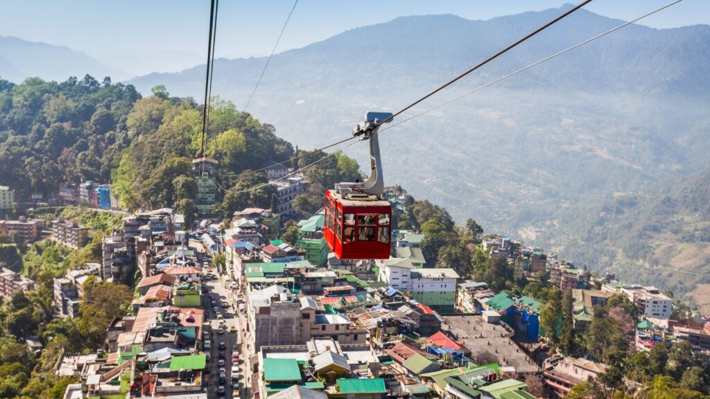 Gangtok ropeway view in Sikkim – a serene mountain escape among the best honeymoon places in India