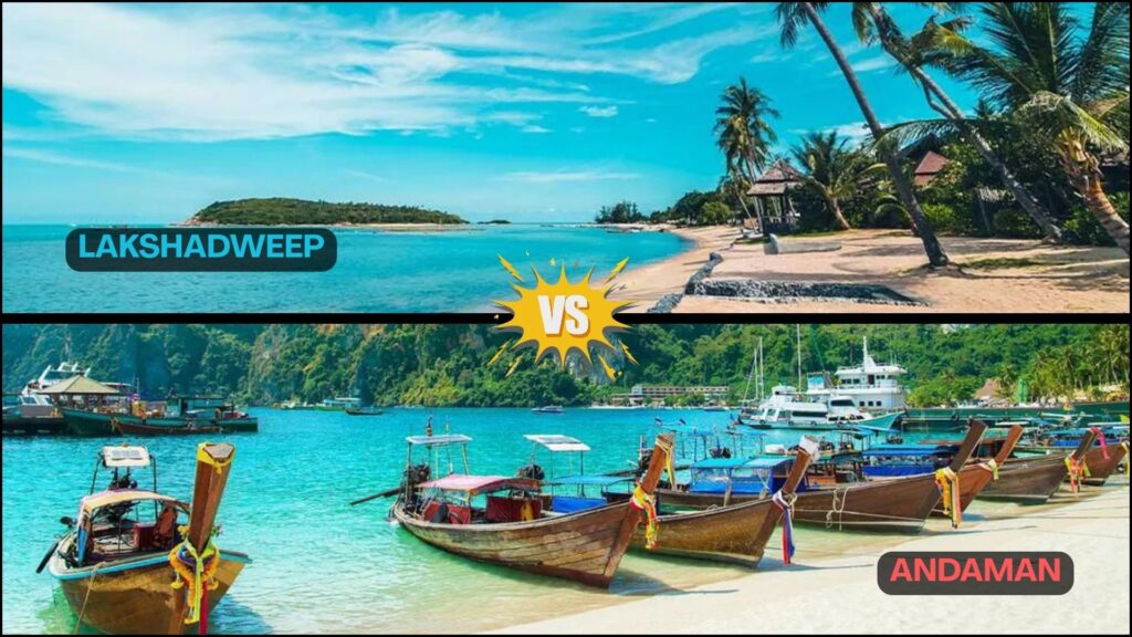 Lakshadweep vs Andaman comparison showing tropical beaches and island scenery for travelers choosing Lakshadweep holiday packages from Delhi